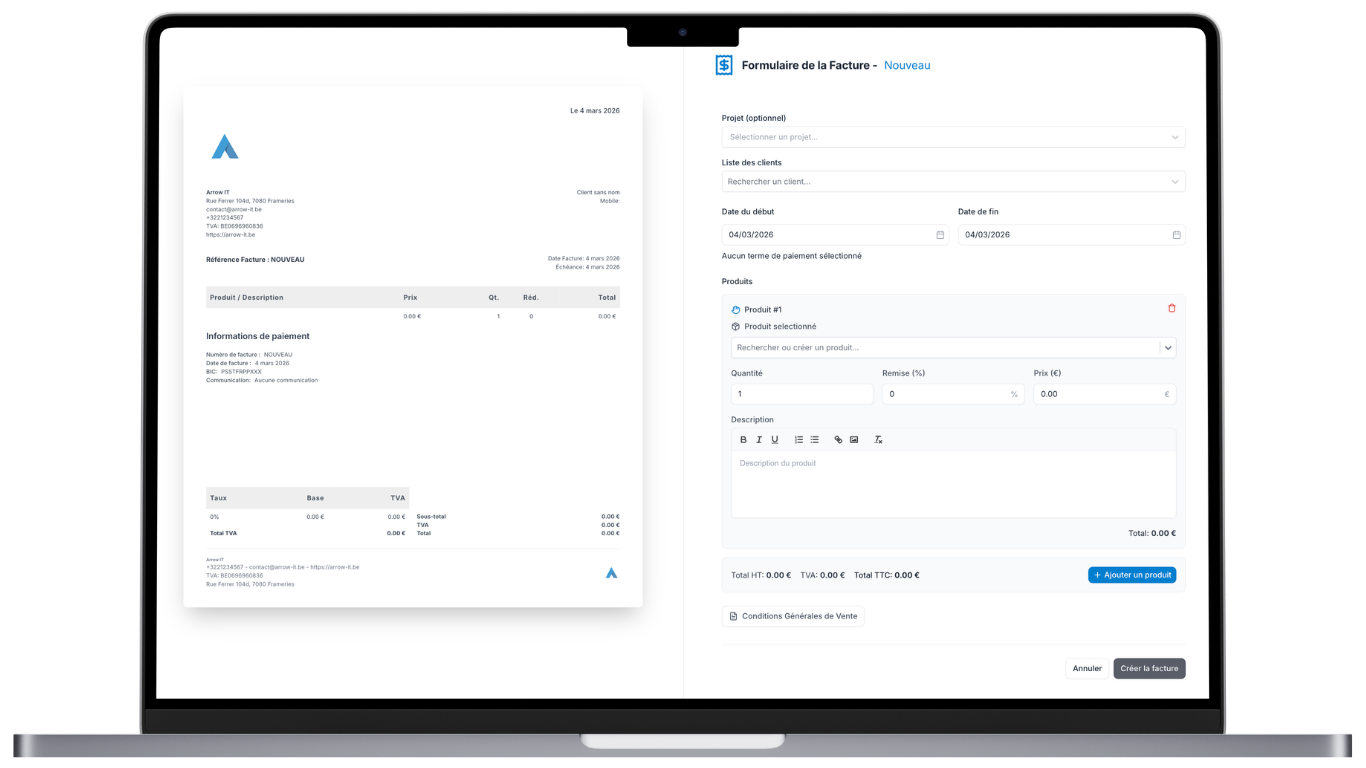 Création de facture invoicing by arrow