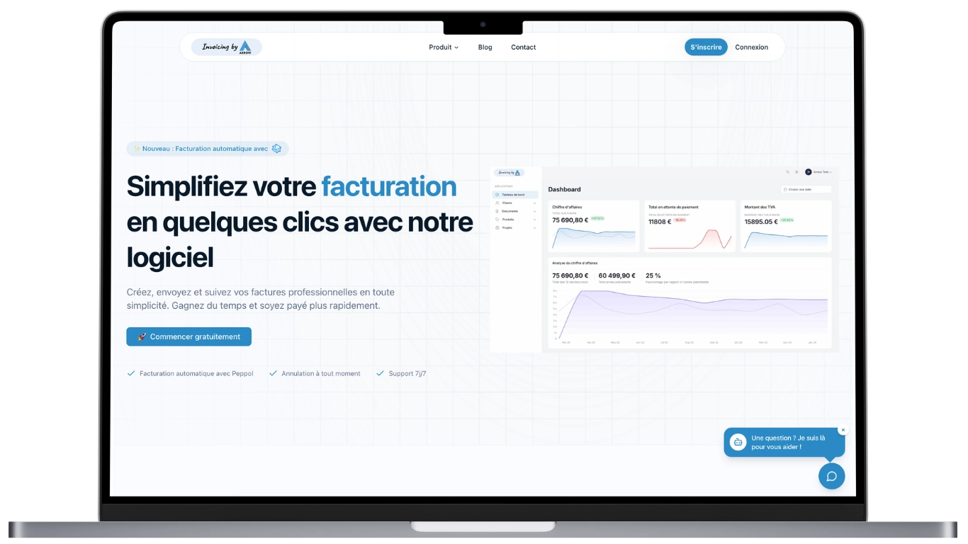 Page d'accueil Invoicing by arrow